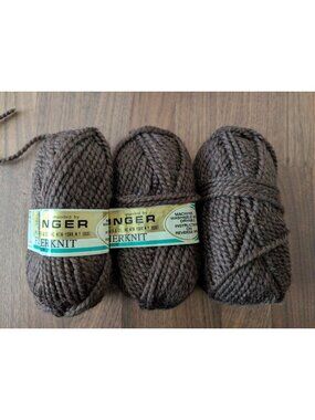 Unger Fisherknit Bulky Yarn Lot of 3 Skeins - Color 51 Chocolate Brown (Discont)